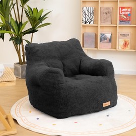 Cvortll Bean Bag Chair with Filler, Bean Bag Sofa with Tufted Soft Stuffed Filling, Fluffy and Lazy Sofa, Comfy Cozy BeanBag Chairs with Memory Foam for Dorm, Apartment, Living Room (Black)