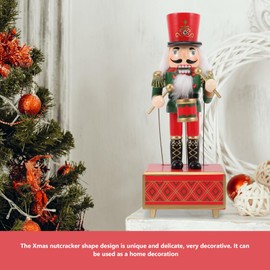 Cabilock Wooden Nutcracker Soldier Music Box Ornament, Christmas Nutcrackers Figures Puppet Musical Box Christmas Nutcracker Puppets Festival Favor Xmas Decoration, Green