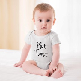 WOOYONGING Plot Twist Surprise Pregnancy Announcement Grandparents Plot Twist Baby Romper Infant Bodysuit