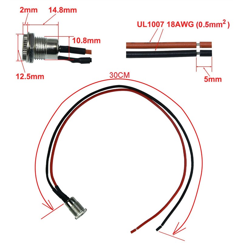 FILSHU 5.5 x 2.5 MM DC Power Jack Socket Threaded