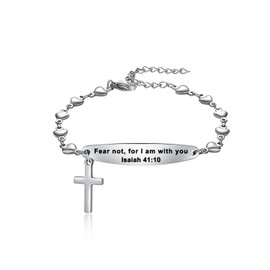 COMTRUDE Religious Bible Verse Bracelet for women Inspirational Faith bracelet Christian jewelry Birthday Baptism Gift, 9inch, no gemstone