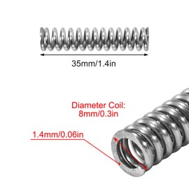 GUNGY Compression Spring Stainless Steel Spring Compression Springs 35 mm Wire Diameter 1.4 mm Outer Diameter 8 mm Length 35 mm Maximum Spring Force 8.75 kg Pack of 10