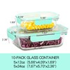 C CREST [10-Pack] Glass Food Storage Containers with Lids, Airtight,