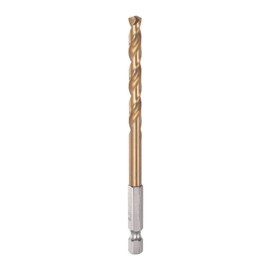 HARFINGTON 1/4" Hex Shank Drill Bit 6mm Titanium Drill Bits Set M35 High Speed Steel Twist Drill Bit 113mm Long Fully Ground for Wood, Stainless Steel, Metal, Plastic Plastic