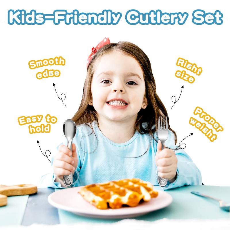 8-Piece Toddler Utensils,18/10 Stainless Steel Kids Silverware Forks and Spoons