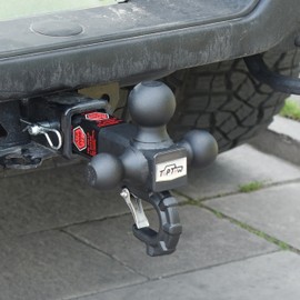 TOPTOW Trailer Hitch Tri-Ball Hitch with Hitch Balls & Beast Tow Hook Matte Black, Fits 2-inch Receiver