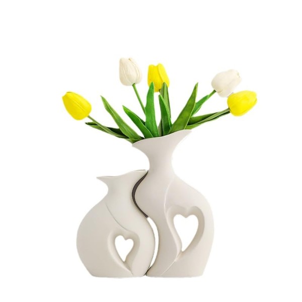 Set di 2 Vasi di Ceramica Decorativi in Stile Moderno per la Decorazione del Soggiorno, Camera da Letto e Ufficio - Perfetti per Arredamento Casa, Regali e Tavolo Decorativo