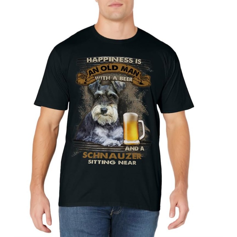 Schnauzer Sitting Near Old Man Gift For You T-Shirt
