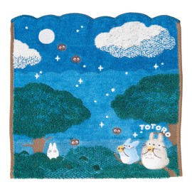 Maruman Ghibli Mini Hand Towel Totoro Cotton 100% Character Goods Small Gift Present Birthday Mother's Day On a Moonlit Night 1005045300