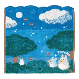 Maruman Ghibli Mini Hand Towel Totoro Cotton 100% Character Goods Small Gift Present Birthday Mother's Day On a Moonlit Night 1005045300
