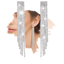 JEYORZY Chic Chandelier Tassel Earrings with Sparkling Cubic Zirconia Crystals Perfect for Women and Girls, with Long Drops and Pierced Earrings