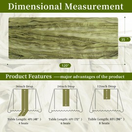 Apgooface 8-Pack 10ft Grass Green Boho Gauze Table Runner, Rustic Cheesecloth Table Runner for Wedding, Dinner, Party Decoration