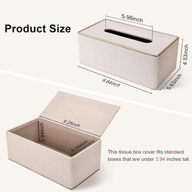 Funda para caja de pañuelos de piel sintética, soporte rectangular para caja de pañuelos Kleenex, servilleta, soporte rectangular para pañuelos para baño, oficina, 24.99 x 13.28 x 9.58 cm, color