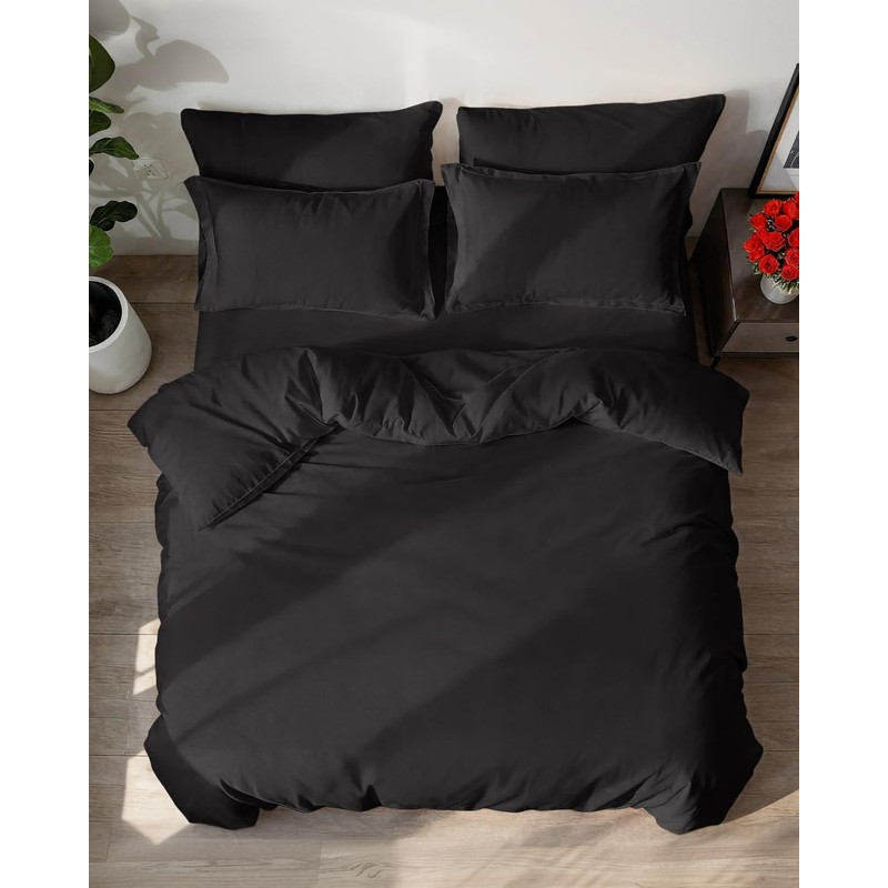 CGK 3 Piece Duvet Cover Set King Size Black 230x220cm