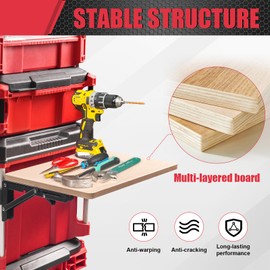 Heavy Duty Foldable Work Table Compatible with Milwaukee Packout Toolbox,Side Storage for Your Packout System