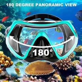 Snorkel Set Adults,Snorkel Mask Anti-Fog Panoramic View Diving Mask Dry Top Snorkel Kit Anti-Leak Snorkeling Gear for Snorkeling Scuba Diving Swimming Travel with Carry Bag