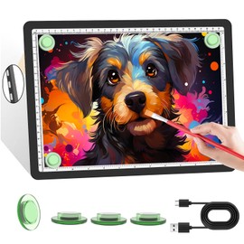 KOBAIBAN A4 Magnetic Light Box for Tracing, Rechargeable Diamond Art Light Board with Side Physical Buttons, 3 Color Light Modes Super Bright Light Pad Light Table for Drawing, Weeding Vinyl (Black)