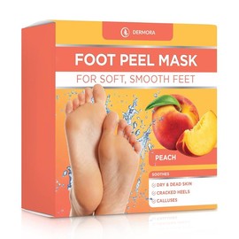 DERMORA Foot Peel Mask - 2 Pack of Regular Skin Exfoliating Foot Masks for Dry, Cracked Feet, Callus, Dead Skin Remover, Original Scent Nail - Color: Scent: Peach, Size: 2 Pairs