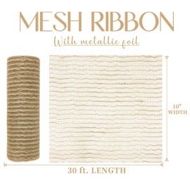 MEEDEE Poly Burlap Mesh 10 Inches Poly Jute Burlap Mesh Ribbon 10 Yards Spool Fall Mesh Ribbon for Wreaths Deco Mesh Ribbon for Christmas Tree, Mesh Garland, Bow Making, Mesh Wreath Supplies