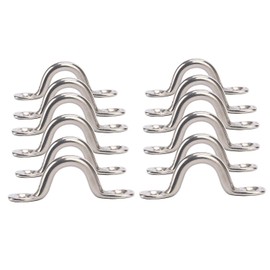 Amarine Made Stainless Steel Bimini Boat Top PAD Eye, Eye Straps, Tie Down, Kayak Deck Loops, Tie Down Anchor Point, footman's Loop for Kayak Canoe Rigging (12-Pack)