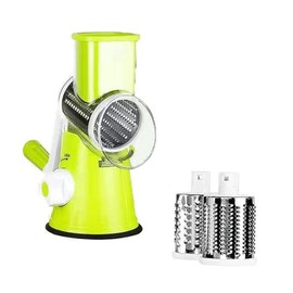zalati Rotary Cheese Grater Vegetable Mandolin Manual Slicer Shredder with 3 Interchangeable Blades for Kitchen