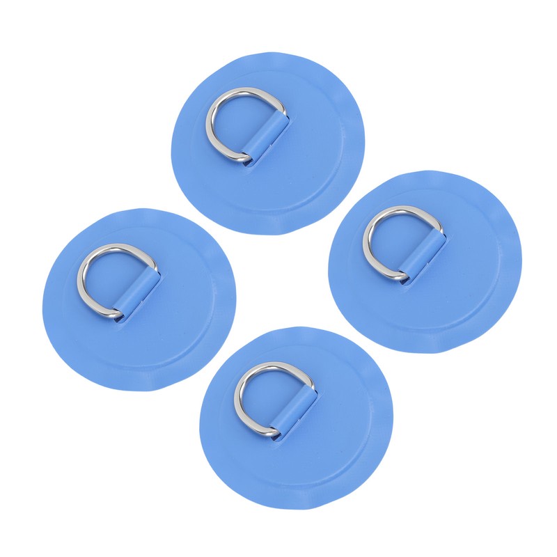4PCS D Ring Patch PVC Round Shape Strong Stainless Steel
