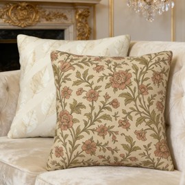 HJRGLXZ 2PCS Neutral Floral Pillow Covers 20x20 Boho Vintage Printed Pillow Covers, Soft Spring Decorative Farmhouse-Style Sofa Cushion, Suitable for Living Room Bedroom