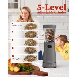Electric Salt and Pepper Grinder Set with Storage Base, Stainless Steel Rechargeable Salt and Pepper Grinder Set with 4.5 oz Large Capacity, 1.8" Wide Mouth, Adjustable Coarseness, Ideal for Kitchen