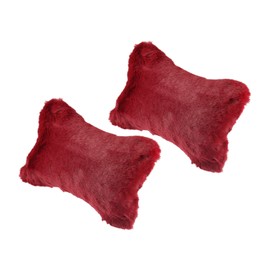 Hihaha 1 Pair Furry Car Seat Neck Pillows Soft Fluffy Warm Car Headrest Pillows Head Support Car Decor Accessories Red Durable Material