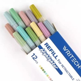 Sangse Jeongbo Chamjo WRITECH 접이식 하이라이터 다양한 색상 12ct Neutral 및 리필 WRITECH Foldable Highlighter Various Colors 12ct Neutral and Refill