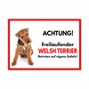 Welsh Terrier Free-Ranging Dog Sign with Saying Door Sign Dog