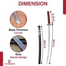 Armory Replicas™ - Jujutsu Kaisen Anime Replica Katana - 38" Carbon Steel Blade, Gold & Black Design, Wooden Handle, and Scabbard - Perfect for Cosplay and Collectors