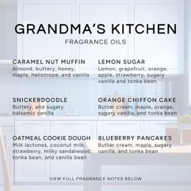 Eternal Essence Oils Grandma's Kitchen Set of 6 Premium Fragrance Oils - Caramel Nut Muffin, Oatmeal Cookie Dough, Snickerdoodle, Orange Chiffon Cake, Lemon Sugar, and Blueberry Pancakes - 10ML
