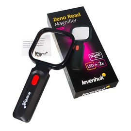 Levenhuk Zeno Read ZR10 Lightweight Handheld Black Magnifier with LED Light, Adjustable Inclination Angle and 2x / 6x Magnification