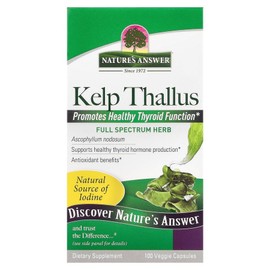 Nature's Answer Kelp Talus 100 Vegetable Capsules 250mg iodine mineral supplement per capsule, 1 pack / Nature's Answer 네이처스앤서 켈프 탈루스 100 식물성 캡슐 캡슐당 250mg 요오드 미네랄보충제, 1개