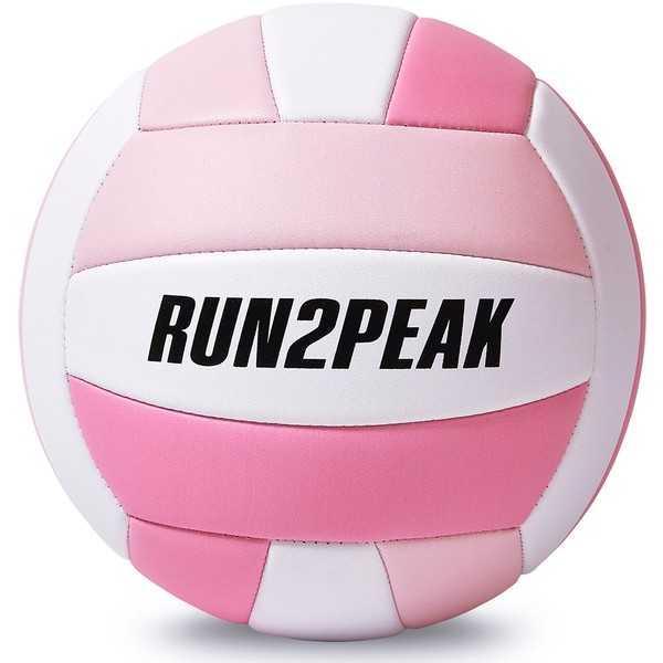 RUN2PEAK Soft Touch Pink Ballon de volleyball doux de beach-volley Taille officielle 5 pour l'intérieur et l'extérieur