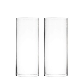 CYS EXCEL 2 PCS (H:10" D:6") Open Ended Glass Hurricane Candleholder Tube Shade | Multiple Size Choices Open Flame Candle Chimney Tube Cover | Bottomless Cylinder