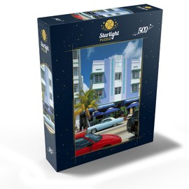 MyPuzzle Closeup of Building Art Deco Hotels On Ocean Drive in Miami Beach, Florida, USA - Premium 500 Piece Jigsaw Puzzle for Adults