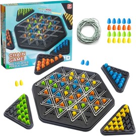 Triangle Chess Game,Triggle Rubber Band Game,Triggle Board Game,Classic Strategy Peg Board Game,Interactive Peg Game,Family Board Game (Blue)