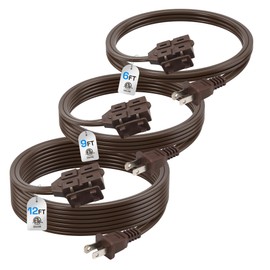 BN-LINK Indoor Extension Cord 6/9/12FT, 2 Prong Extension Cord Brown, 3-Outlet Polarized Flat Cable, 13A/1625W, Perfect for Homes, Offices, and Kitchens, Variety 3-Pack