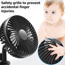 CGEAMDY Car Fan, Car Fan 360° Rotation Fan, Low Noise Summer Fan, 12 V USB Fan, 3 Speeds for Car, Van, SUV, RV, Boat (Chair Back)