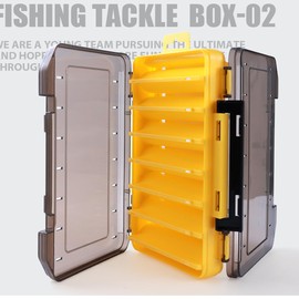 FOLANDO Fishing Lure Tackle Box, 14 Grids Double-Sided Fishing Lure Hook Tackle Box Transparent Plastic Tackle Storage Box 19 x 11 cm, Waterproof Storage Case