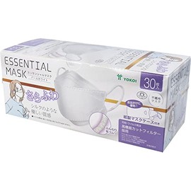 Yokoi Sarafu ESSENTIAL MASK Non-Woven Mask, Pearl White, FD30-WH with Paper Mask Case, Pack of 30