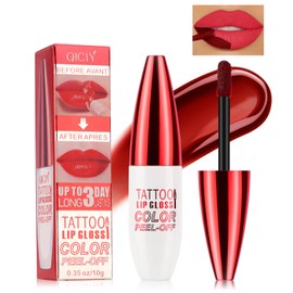 Jutqut Lip Stain Peel Off, Lip Tint, Peel Off Lip Stain, Peel Off Lip Liner, Peel Off Lip Liner Tattoo, Long Lasting, Waterproof, Transfer-Proof, Highly Pigmented Color #03Red