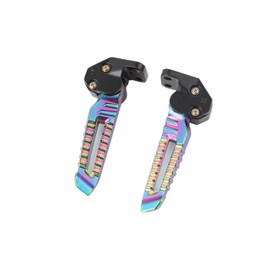 Mokuo Motorcycle Floding Footpegs in Aluminum Alloy Material Compatible with Yamaha Zuma Bws 125cc 2021+,Chinese Scooter Tank 150cc,1 Pair Footrest,Rainbow Color