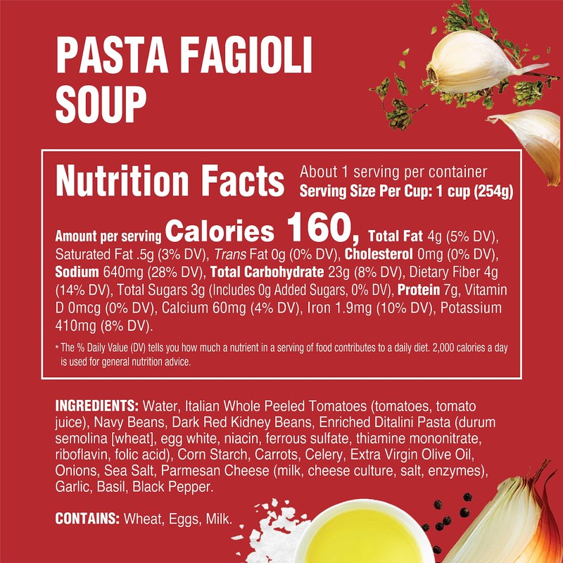 Rao's Homemade Pasta Fagioli Soup, 16oz, Real Vegetables, Traditional Italian