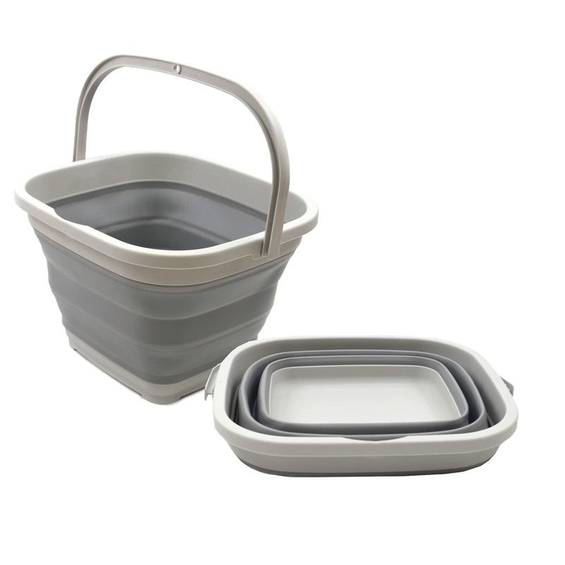SAMMART Set of 2-11L (2.9 Gallon) Collapsible Rectangular Handy Basket/Bucket