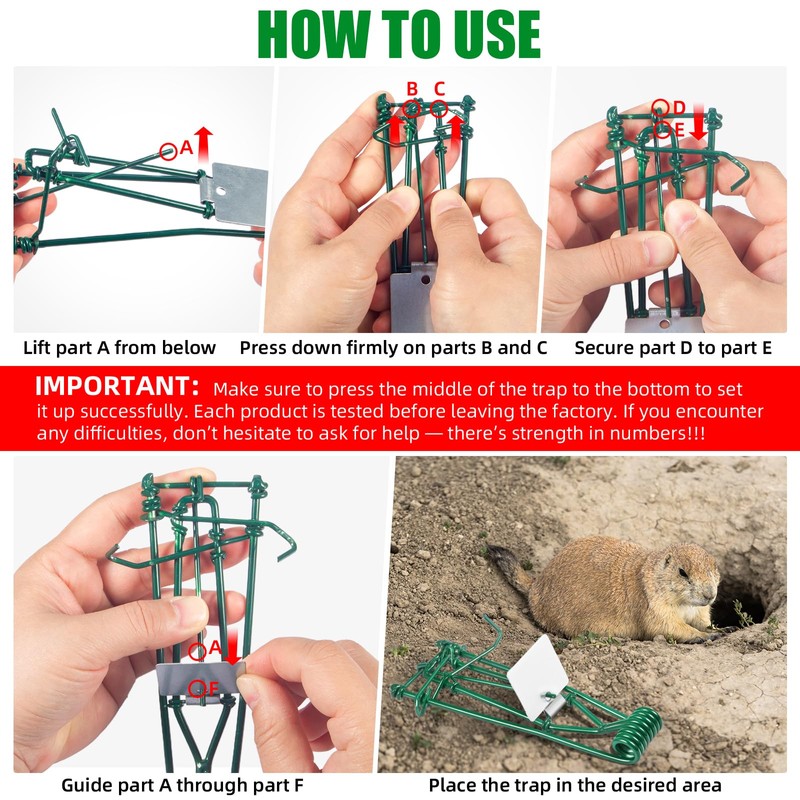 8 Pack Mole Gopher Traps for Outdoor Lawn and Garden,