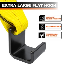 Mimanchi 4" x 5' Roll Off Container Winch Strap w/Flat Hook,Heavy Duty Tie Down Winch Straps for Safe Truck and Trailers Cargo Securement,Yellow, 10Pack