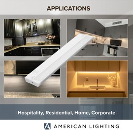 American Lighting LED Undercabinet Light 10 Inch 5CCT Swivel 90+ CRI 385 Lumens Dimmable TRIAC Slim Low Profile White Finish – Energy Star Title 24 Compliant – 5LCS-10-5CCT-WH (2 Pack)
